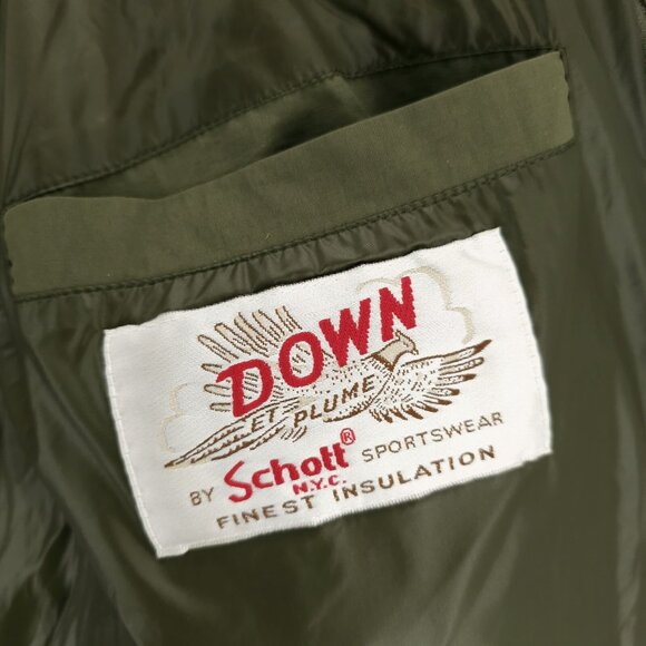 SCHOTT NYC Olive Green Down Filled Parka Jacket Removable Hood Est. MEDIUM - Picture 7 of 7